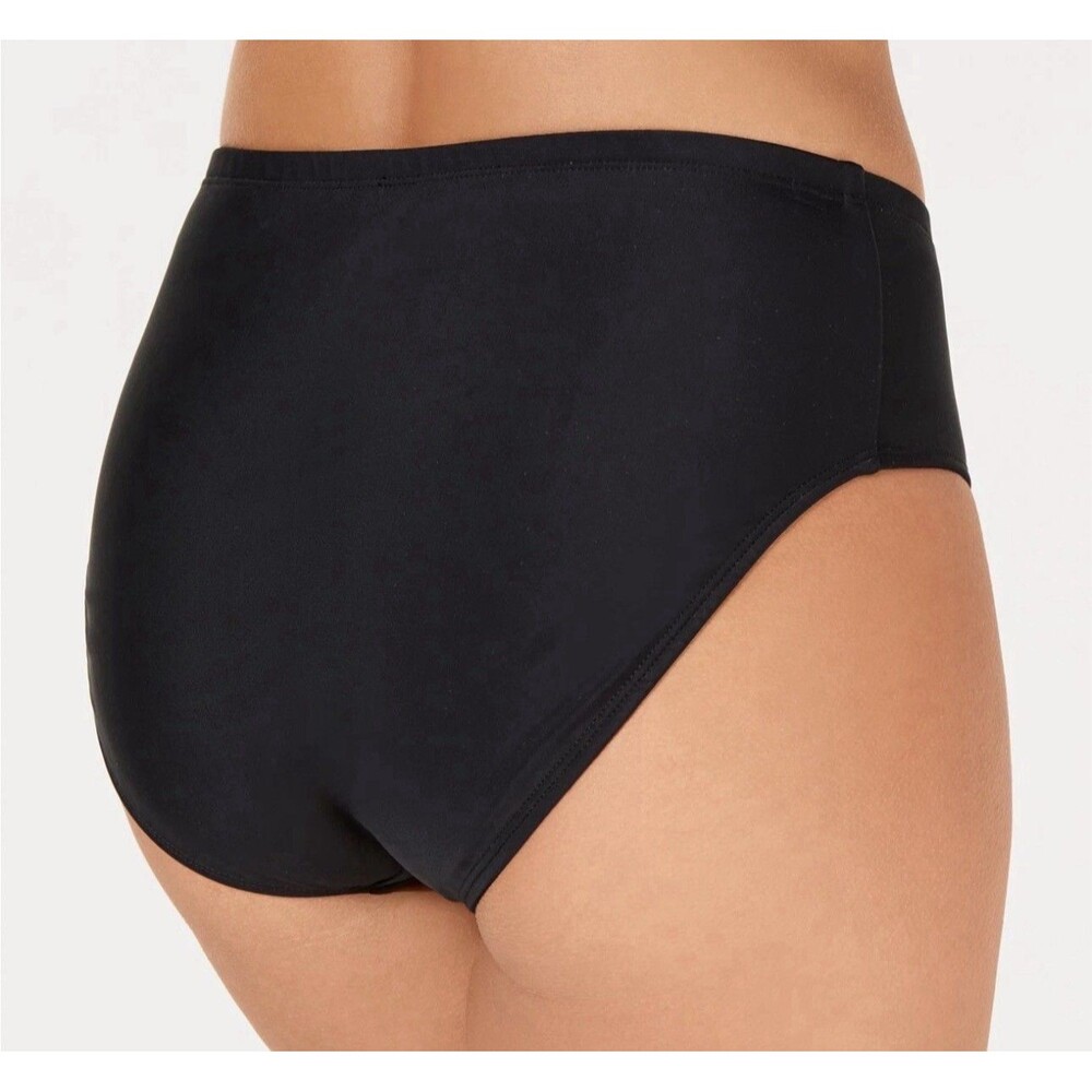 Island Escape Women's Bikini Swim Bottoms, Black, Size 16 - Picture 2 of 6
